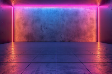 Wall Mural - Mockup wall neon with empty space or copy space, empty