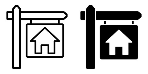 Poster - ofvs582 OutlineFilledVectorSign ofvs - real estate for sale vector icon . selling a property sign . isolated transparent . black outline filled version . AI 10 / EPS 10 . g11925