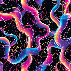 Poster - neon pattern background, illustration