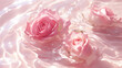 rosebuds in light pink water , top view