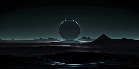 Wall Mural - wallpaper, mysterious planet rising over an alien dark landscape
