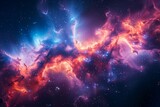 Fototapeta  - Red and blue contrast in cosmic nebula