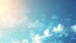 Ethereal cloud computing background with icons of clouds and network elements floating over a soothing blue gradient, ideal for cloud service advertisements