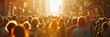 © Anastasiya - banner Bustling city street scene at sunset with crowds of people bathed in warm golden lightConcept: urban life, busy street, golden hour, crowded scene. soft focus,defocus