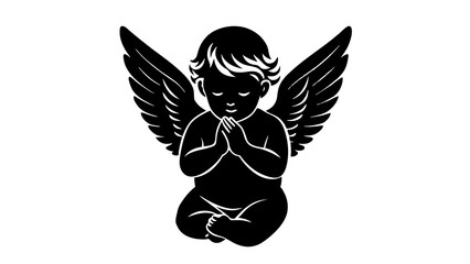 Sticker - baby angel silhouette vector illustration