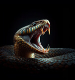 Fototapeta  - Cobra snake head isolated on black background