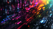  Digital data and code background with colorful lights