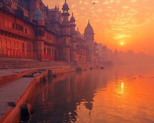 Serene Sunrise Over Varanasi Ghats During National Day of Prayer - Spiritual Reflection in India