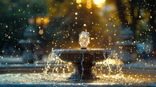 Water Spark: A Photo Of A Fountain In A City Square