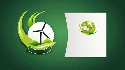 Wall Mural - A wind turbine is shown on a green background