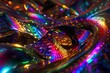 : Fluid metallic shapes dance in a neon dreamscape