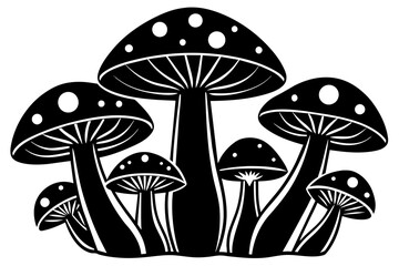 healthy mashrooms Silhouette vector illustration white background