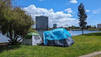 Camping by Lake Merritt