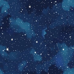 Wall Mural - enchanting night sky with twinkling stars and soft clouds