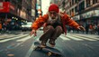 © justAI - Old man Skateboarding Throughout the Streets