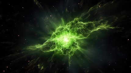 Wall Mural - vibrant green nebula explosion in deep space