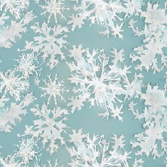 Wall Mural - Winter Elegance: Snowflake Patterns on Icy Blue Background