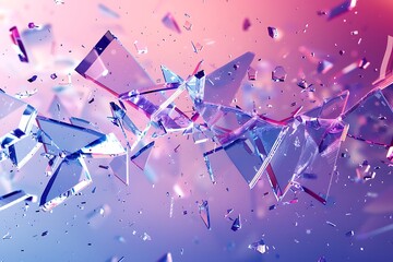 Wall Mural - : Shattered tempered glass reforming into a logo with clean edges and a gradient color palette, symbolizing resilience and strength.