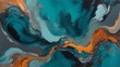 Moody abstract painted background in dusky teal, pewter, and dark amber.