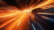 © JP STUDIO LAB - High-definition close-up of car headlights speeding over a tech-enhanced road, their light mingling with digital code to showcase rapid acceleration