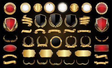 Wall Mural - luxury badges and labels with laurel wreath silver and gold collection