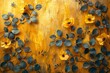 Flower and golden grain abstract art prints. Oil on canvas. Brush the paint. Modern art. Prints, wallpapers, posters, cards, murals, carpet, hangings, prints