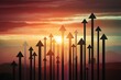 Upward arrows symbolize growth, leading to ultimate success