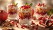 Pomegranate and Yogurt Parfait in a glass. AI generate illustration