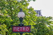 Paris Metro sign, retro sign above an entrance to the Paris metro. Underground transport to be used in the Olympic Games . 