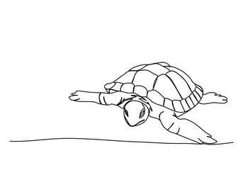 Wall Mural - Turtle. One line drawing vector illustration.