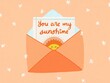 © Gemma can fly/Stocksy - Love letter on peach color. Valentine’s day  mail card  concept