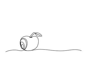 Wall Mural - Apple. One line drawing vector illustration.