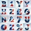 © vector_master - Glass letters in France flag colors lettering. AI generated illustration