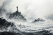 Majestic Lighthouse Standing Firm Amidst a Turbulent Winter Hurricane