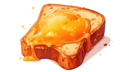 Illustration of a scrumptious sausage and cheese toast icon This cartoon 2d icon is perfect for web design and sits elegantly against a clean white background