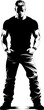 FlexFlex Iconic Muscle Emblem Design Muscled Impact Jeans Pant Icon Symbol