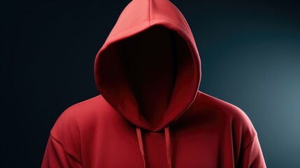 Wall Mural - A person wearing a red hoodie against a black background