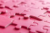 Fototapeta  - Close up of a pink puzzle with missing piece, business concept image