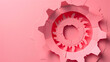 Pink paper silhouette of a rotor. engineering design concept on pink background. 