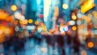 A defocused background of bustling streets and skysers fades into an unrecognizable blur highlighting the dominance of online shopping in the modern era. The outoffocus scenery serves .