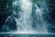 : A thunderous waterfall intensified by the rain, the spray mixing with the downpour in a display of nature?? power