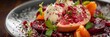 Baked Beet Salad, Red Salat with Sliced Beets, Citrus Fruits and Stracciatella, Grapefruit, Pomegranate