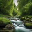 A peaceful river flowing gently through a green valley2