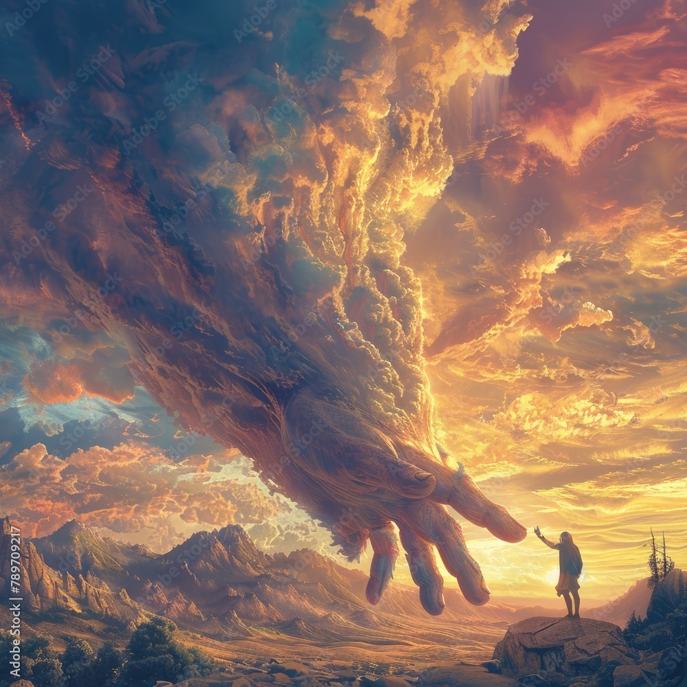 Helping hand of god, comforting symbol of divine help and support ...