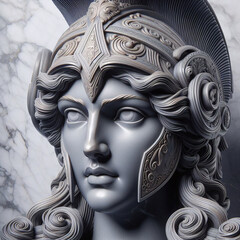 Illustration of a Renaissance marble statue of Athena. She is the Goddess of wisdom, warfare, and handicraft. Athena in Greek mythology, known as Minerva in Roman mythology. 