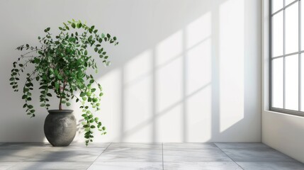 Wall Mural - 3d empty interior with home plant