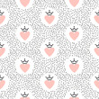 Seamless princess pattern with pink hearts and crowns. Vector illustration. Nursery design