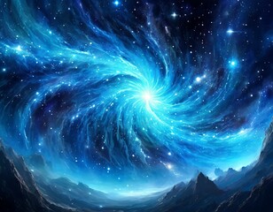 Wall Mural - electric blue galaxy with a multitude of stars twinkling in the background, resembling a midnight sk