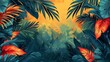 A Modern set for Instagram's main feed and posts. A background template with text and image space that incorporates abstract shapes, line arts, tropical leaves and warm earth tone colors.
