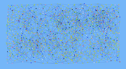 Wide Format Web Network with Scattered Connection Points on dusty blue